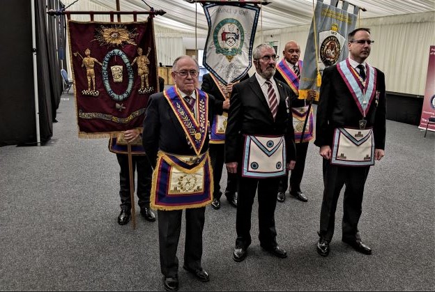 Representatives and banners of the 3 founding Lodges.